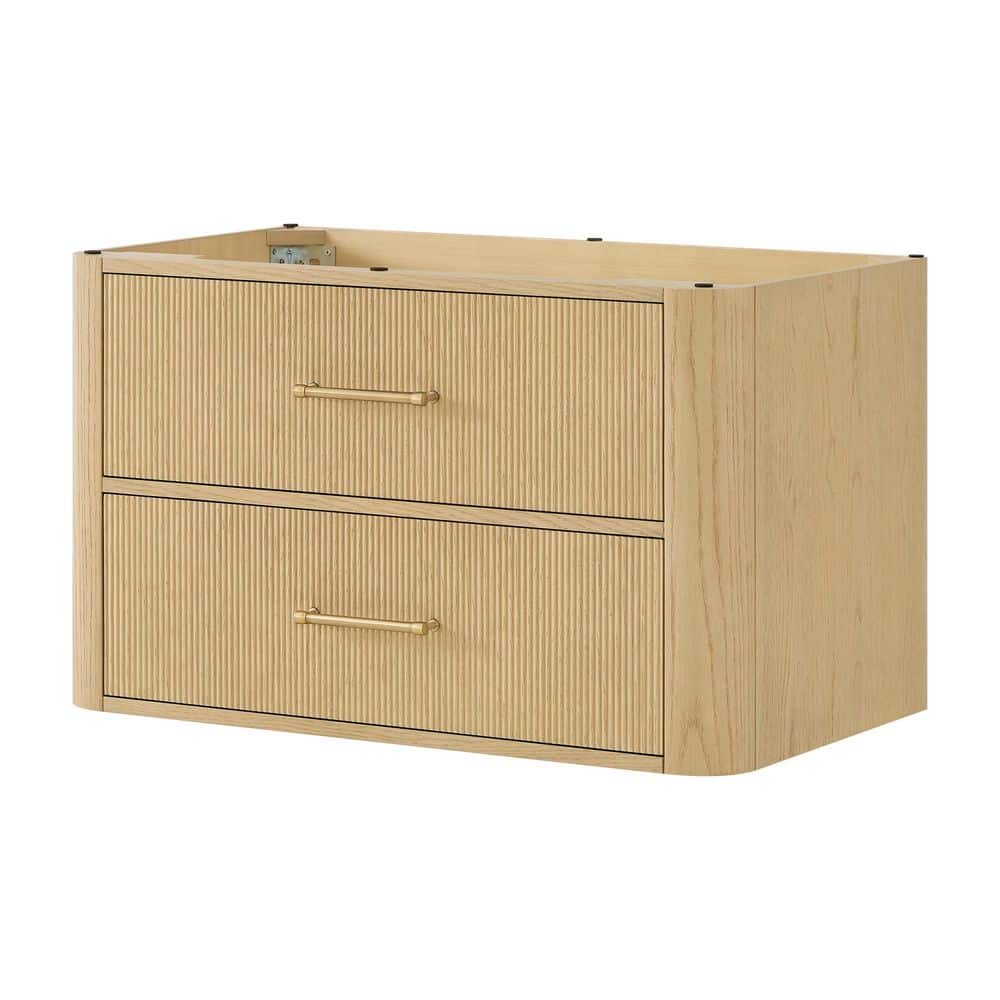 Francesca WM 36 in. Wall-Mounted Bath Vanity Cabinet without Top in Scandinavian Oak with Satin Bronze Trim price history on PriceWatchPro