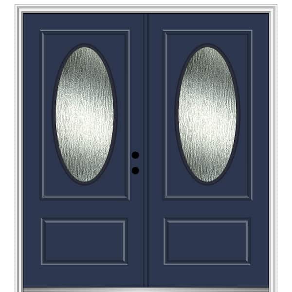 MMI Door 72 in. x 80 in. Left-Hand/Inswing Rain Glass Naval Fiberglass Prehung Front Door on 6-9/16 in. Frame