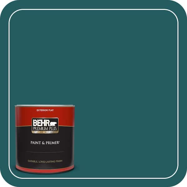 BEHR PREMIUM PLUS 1 qt. #S450-7A Out to Sea Flat Exterior Paint and Primer