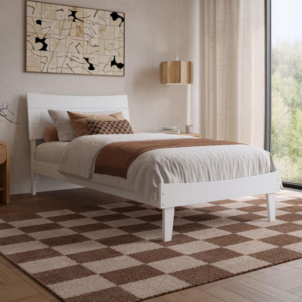 【白箱付】DRT KLASHGHOST クイーン人気カラー AFI Phoenix White Wood Frame Twin XL Platform Bed with Matching