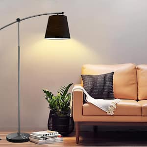 70 in. Black Arc Floor Lamp with 2 shades Marble Base Adjustable Arm Lamp