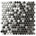 Alloy Penny Round 11-5/8 in. x 12-3/8 in. x 8 mm Stainless Steel Metal Over Porcelain Mosaic Tile (1 sq. ft./Each)