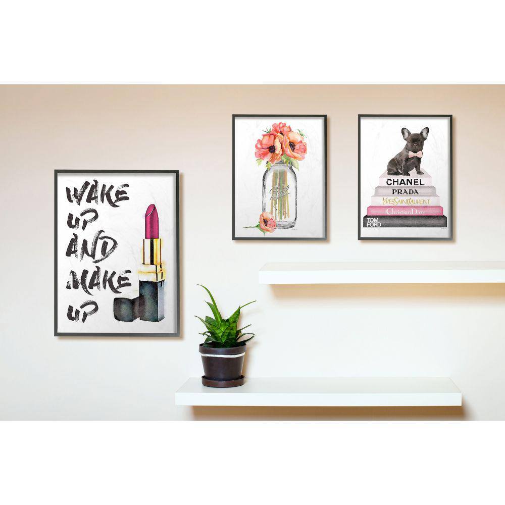 Red and Pink Poppies in Mason Jar Canvas Print