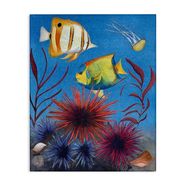Stupell Industries Seafaring Fish and Urchins by Michelle Ingari Designs Unframed Animal Graphic Art Print 20 in. x 16 in.