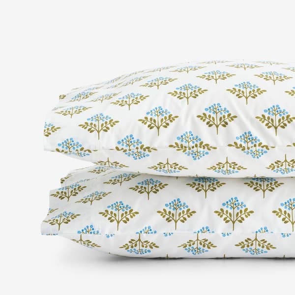 Company Cotton Idril Flower Percale Blue Multi Queen Sheet Set