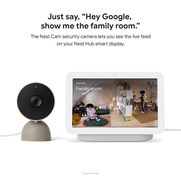 Google Nest Cam Indoor Wired Smart Home Security Camera Linen