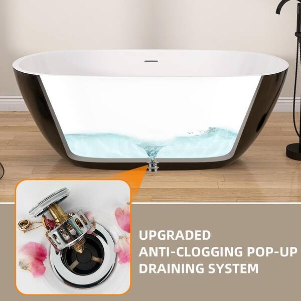 NTQ 55 in. x 29.5 in. Acrylic Free Standing Tub Flatbottom