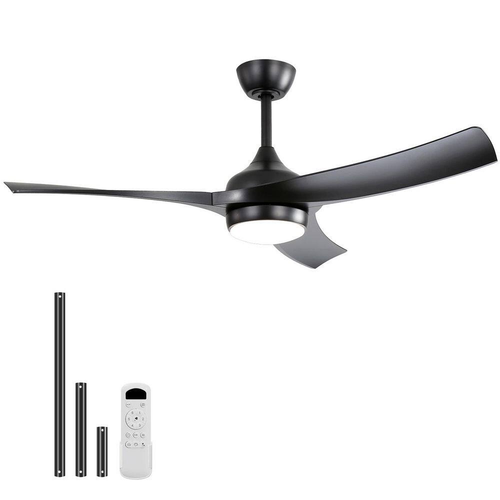 52 in. Indoor/Outdoor Integrated LED Black Ceiling Fan with Light Kit and Remote Control price history on PriceWatchPro
