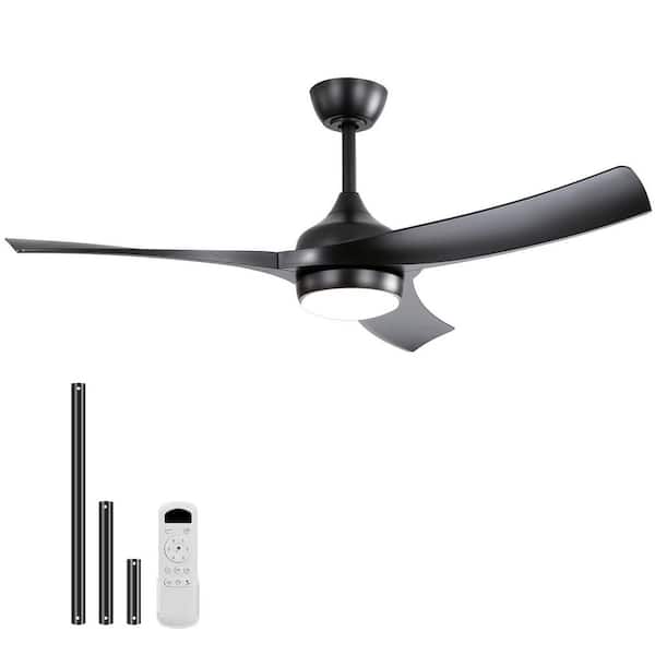CACI Mall 52 in. Indoor/Outdoor Integrated LED Black Ceiling Fan with Light Kit and Remote Control