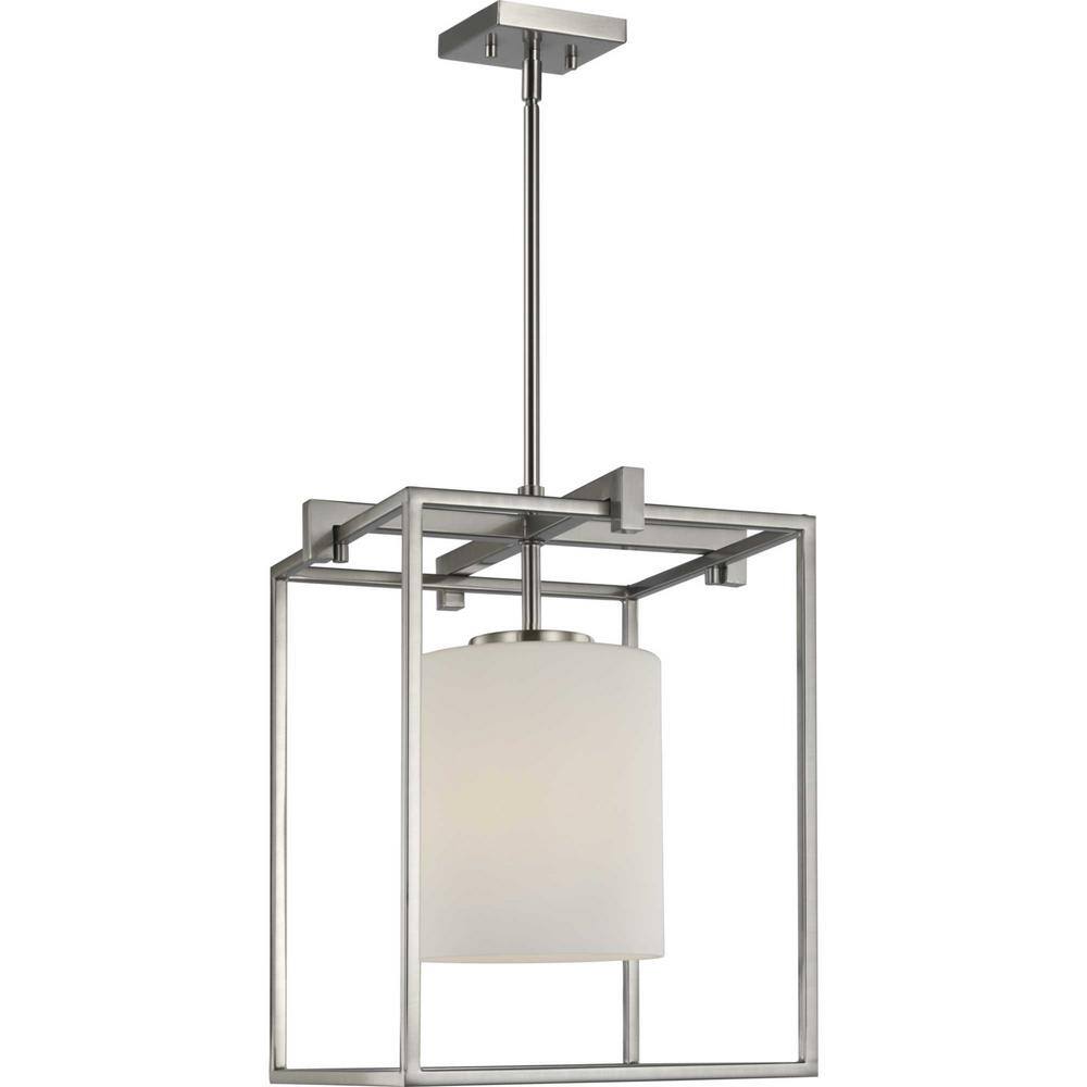 Chadwick Brushed Nickel Mini-Pendant with Opal Glass Shade