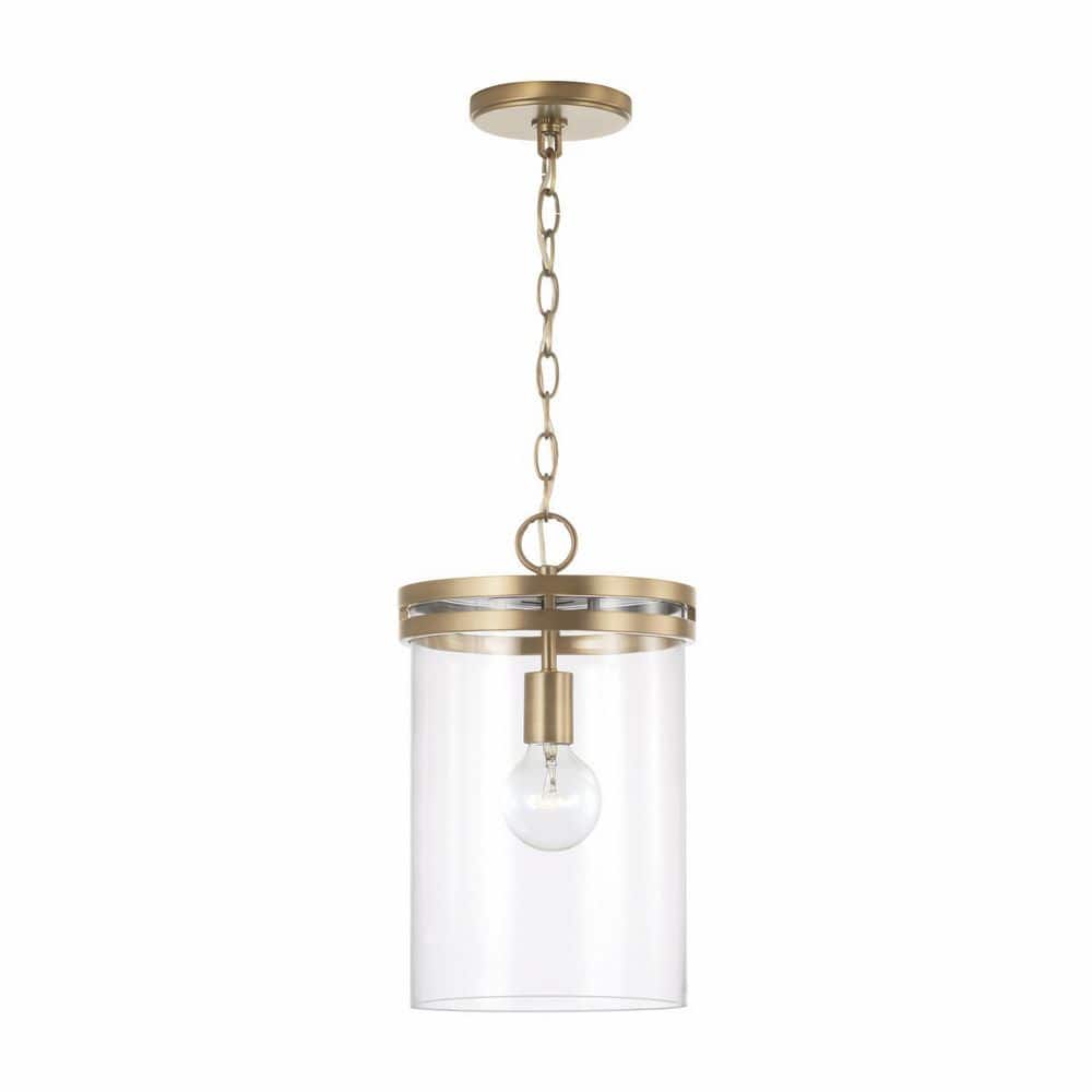 Aged Brass and Clear Glass Mini Pendant Light