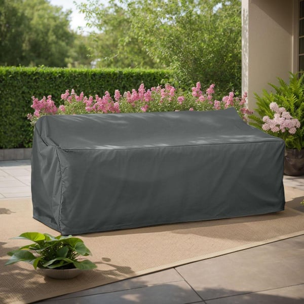 Dark Gray Outdoor 3-Seater Sofa Cover, Waterproof Weather