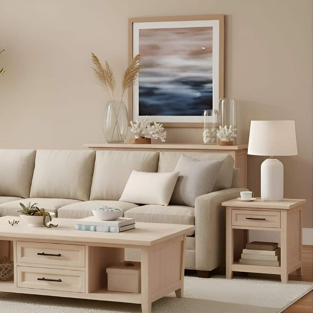 Sanibel 22 in. Unfinished Rectangular Solid Wood End Table with Drawer