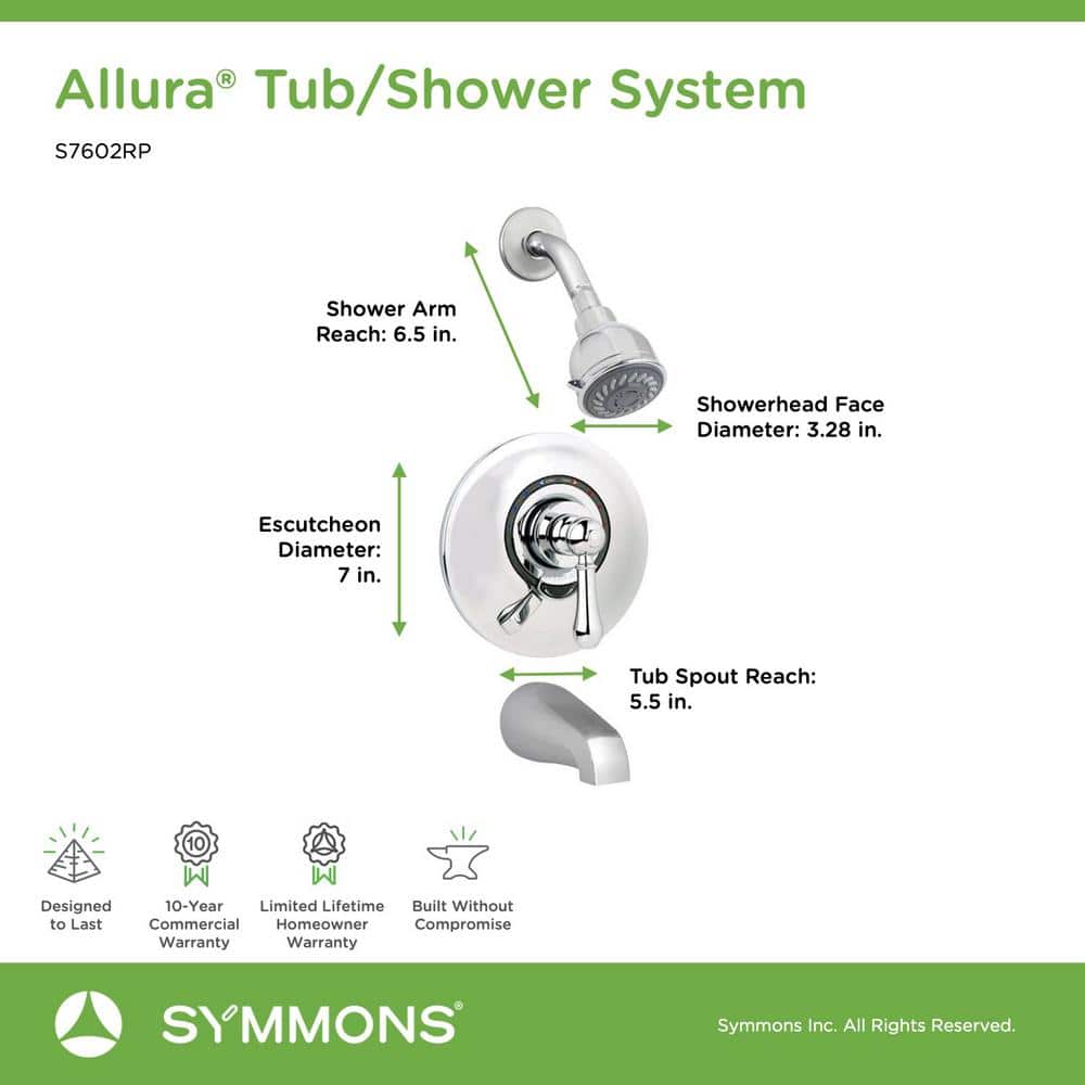 Allura Polished Chrome Single Handle Tub and Shower Faucet Set