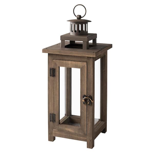 Hampton Bay 14 in. Wood and Metal Outdoor Patio Lantern
