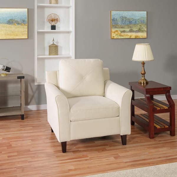 MAYKOOSH Cream Button Tufted Accent Chair for Living Room Durable Arm Chair Tool-Free Assembly and Easy Maintenance