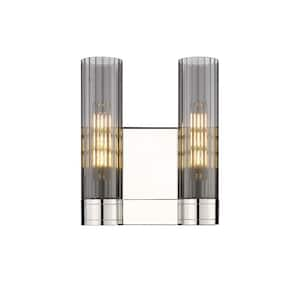 Empire 10.5 in. 2-Light Polished Nickel Wall Sconce with Glass Shade