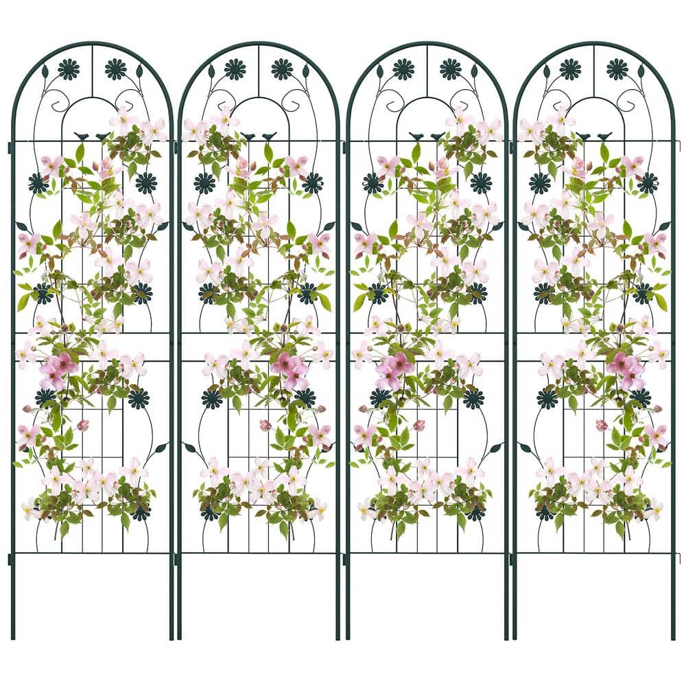71 in. x 20 in. Green Metal Arch Garden Trellis Decorative for Climbing Pla