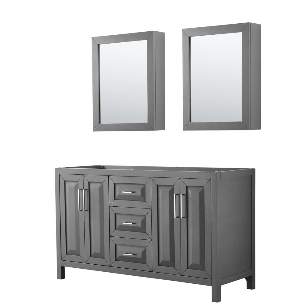 Daria 59 in. Double Bathroom Vanity Cabinet Only with Medicine Cabinets in Dark Gray price history on PriceWatchPro