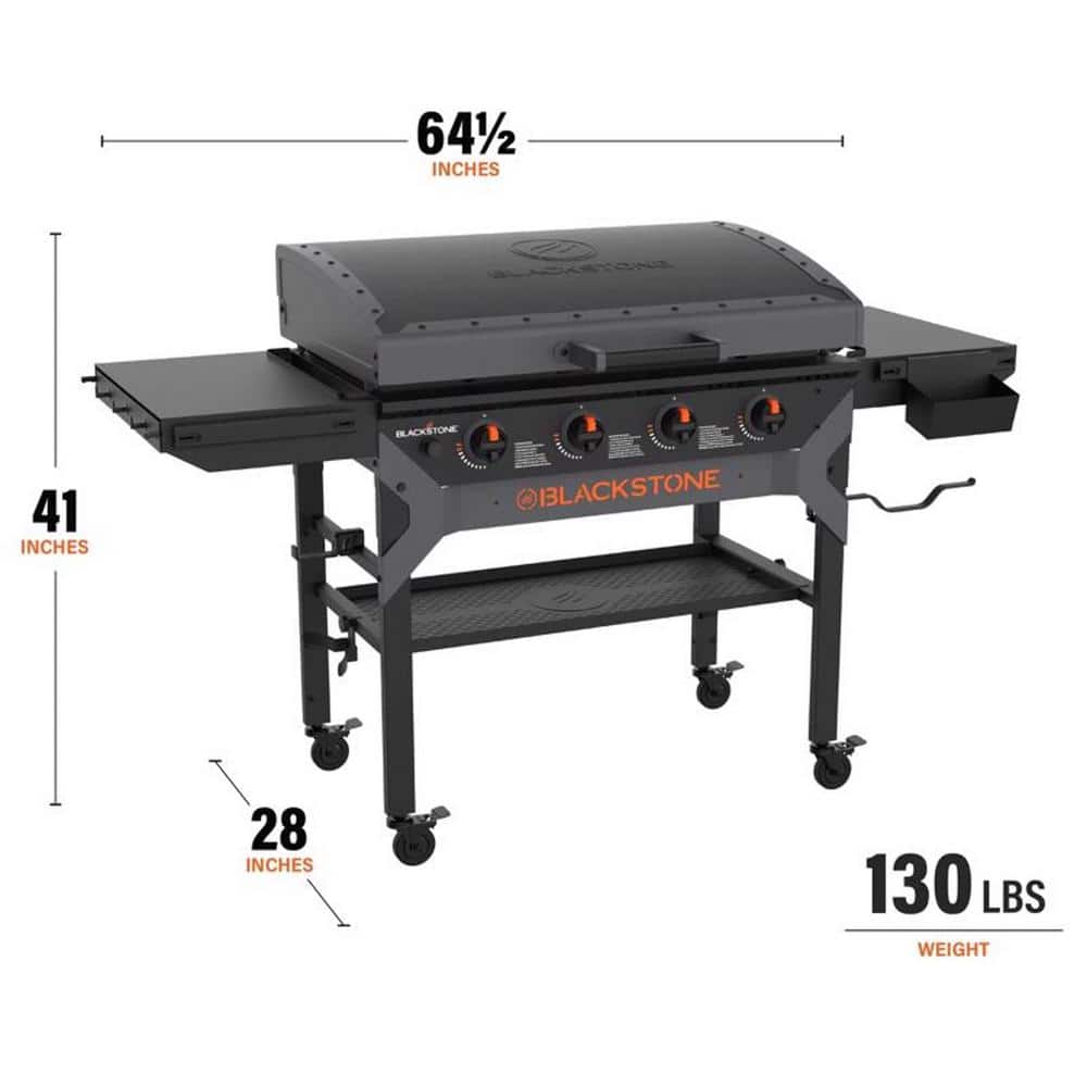 Black 36" Propane Gas Outdoor Griddle with Hood
