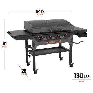 4-Burner Liquid Propane Outdoor Griddle with Hood in Black