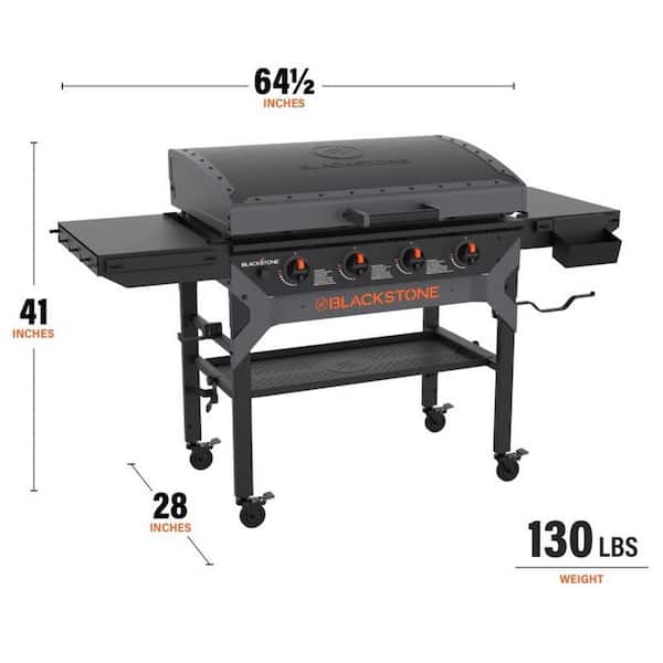 4-Burner Liquid Propane Outdoor Griddle with Hood in Black