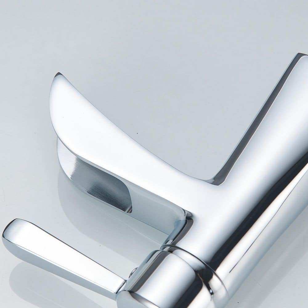 Brushed Chrome Single Handle Bathroom Faucet with Drain Assembly