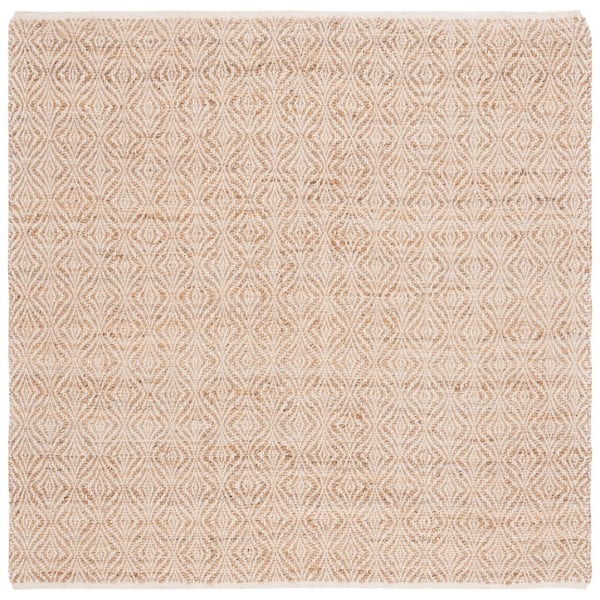 SAFAVIEH Natural Fiber Beige 6 ft. x 6 ft. Diamond Border Square Area Rug