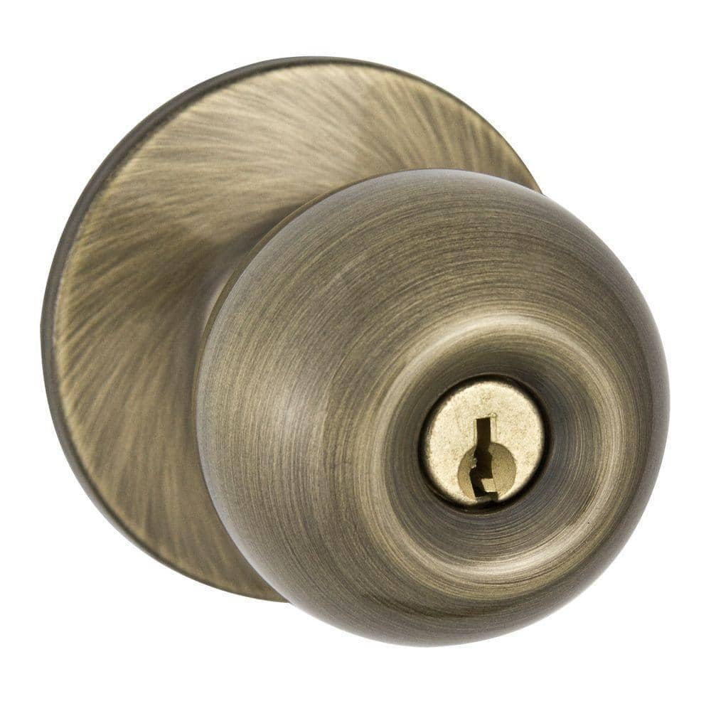 Kwikset Bala Antique Brass Keyed Entry Door Knob 400BA 5 CP INTL