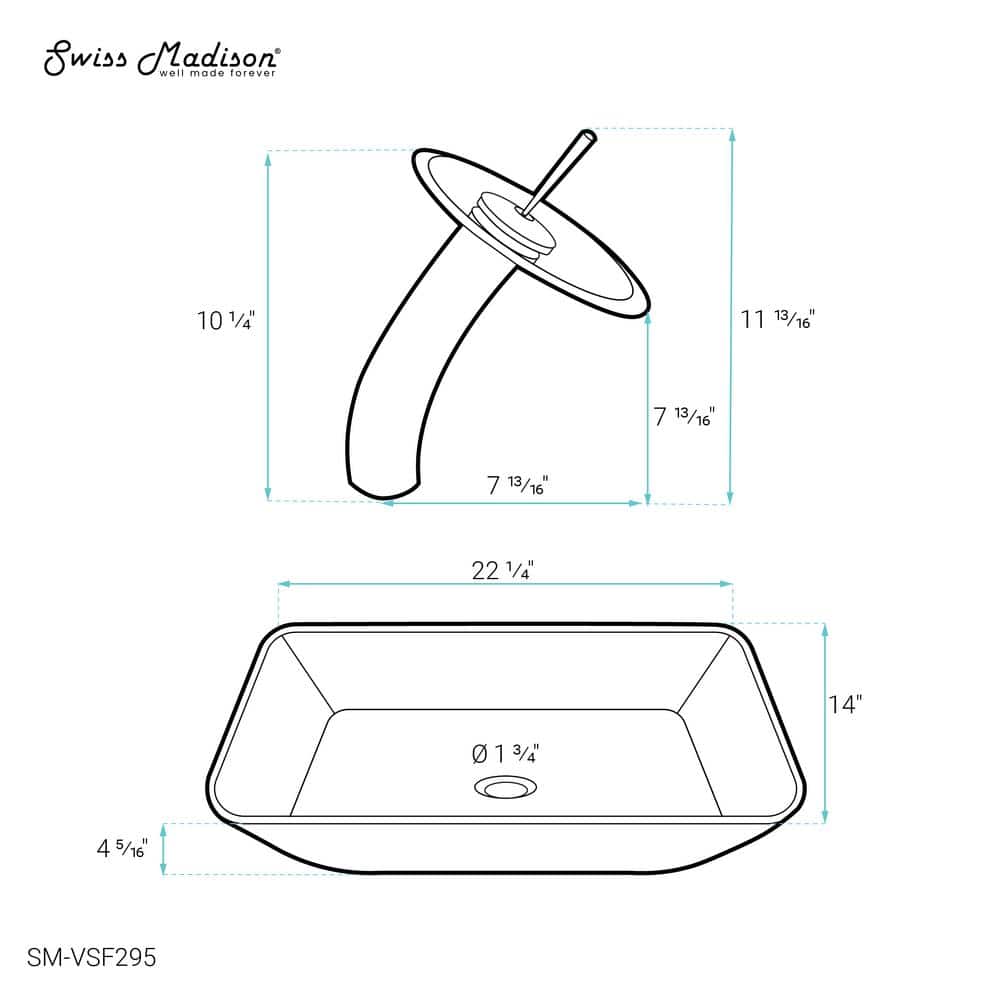 Ember Red Rectangular Glass Vessel Sink with Waterfall Faucet