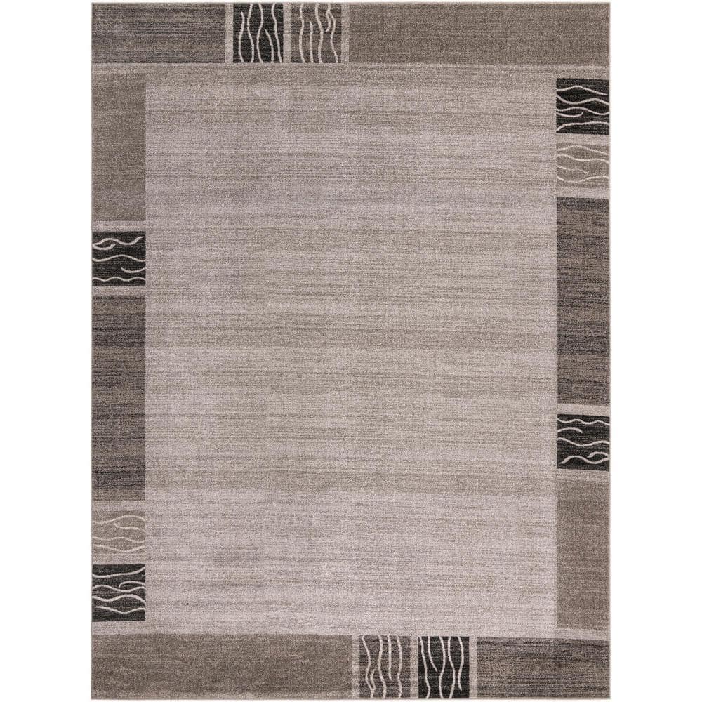 Angelica Light Gray 9' x 12' Tufted Geometric Synthetic Area Rug