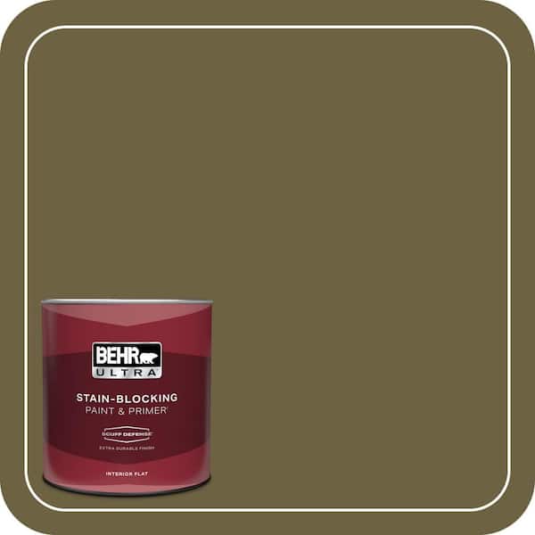 BEHR ULTRA 1 qt. #ICC-88 Classic Olive Extra Durable Flat Interior Paint & Primer