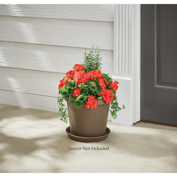 Antonella Large Chocolate Brown Plastic Planter with Drainage Hole (16 in. L x 16 in. W x 12.8 in. H)