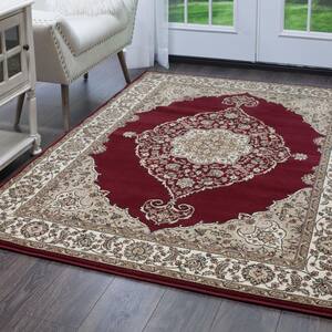 Bazaar Emy Red/Ivory 9 ft. x 12 ft. Medallion Area Rug