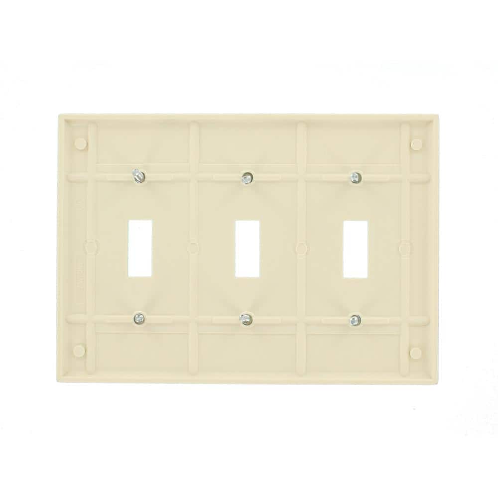 Light Almond 3-Gang Toggle Plastic Wall Plate