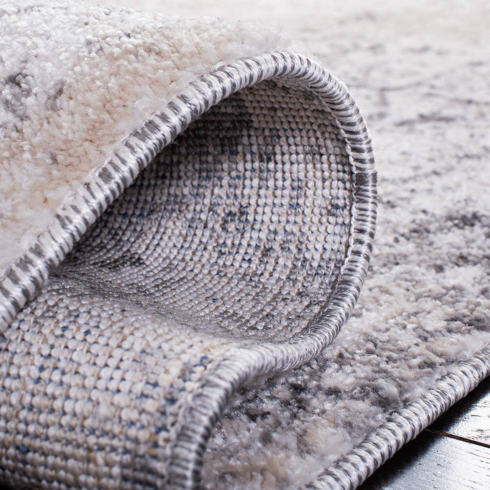 Abstract Elegance 24" Grey Synthetic Area Rug