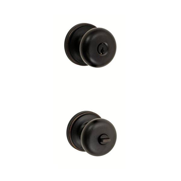 Fusion Solid Brass Oil Rubbed Bronze Half-Round Keyed Entry Knob with Ketme Rose