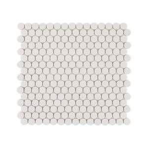 1 in. Penny Breve Off White 11.375 in. x 12.25 in. Penny Matte Porcelain Wall and Floor Mosaic Tile (14.51 sq. ft./Case)