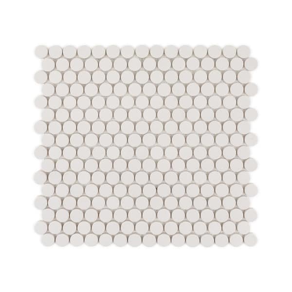 1 in. Penny Breve Off White 11.375 in. x 12.25 in. Penny Matte Porcelain Wall and Floor Mosaic Tile (14.51 sq. ft./Case)