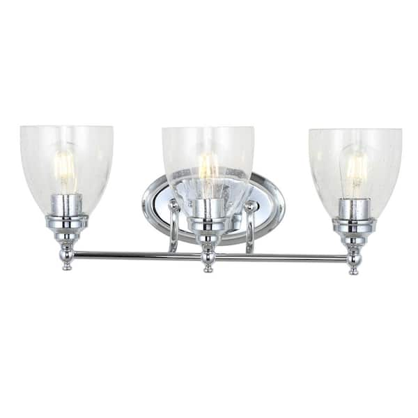 Marais 22.5 in. 3-Light Metal/Glass Chrome LED Wall Sconce