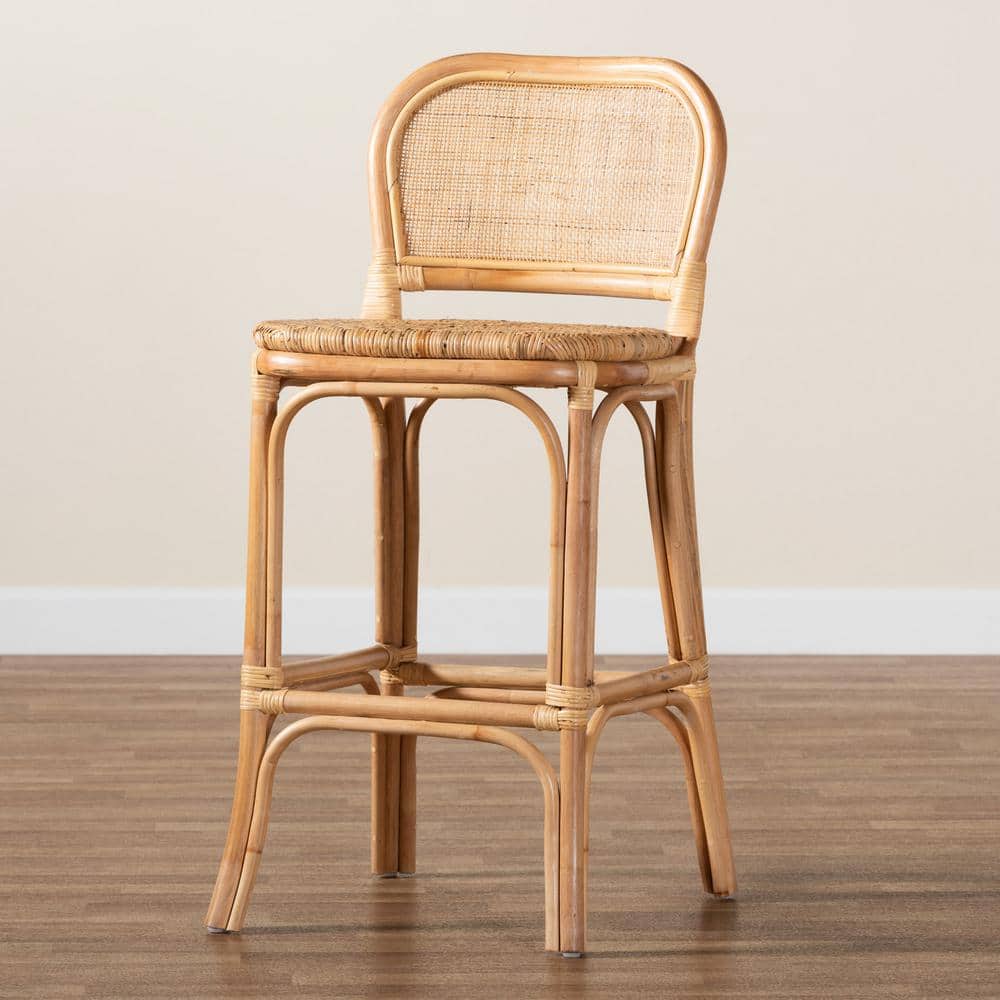 Adrena Natural Brown Rattan Handmade Bohemian Bar Stool