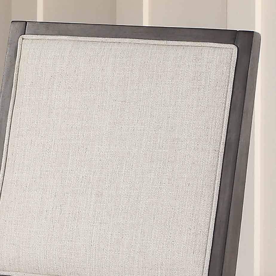 Beige Linen Upholstered Side Chair with Wood Frame