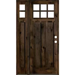 50 in. x 96 in. Craftsman Alder Left-Hand 6 Lite Clear Glass Black Stain Wood Prehung Front Door/Left Sidelite with DS