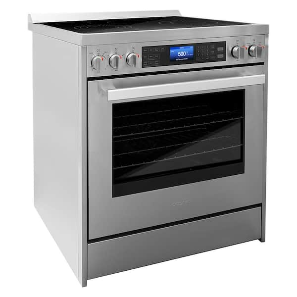 Thor Kitchen 30-in Glass Top 5 Burners 4.55-cu ft Self-Cleaning Air Fry  Freestanding Electric Range (Stainless Steel) in the Single Oven Electric  Ranges department at