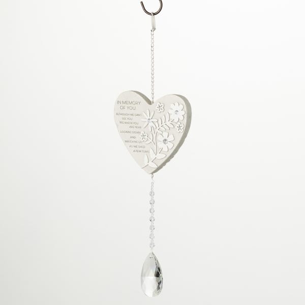 Gray 4.75 in. x 15.5 in. Resin In Memory Of You Heart Crystal