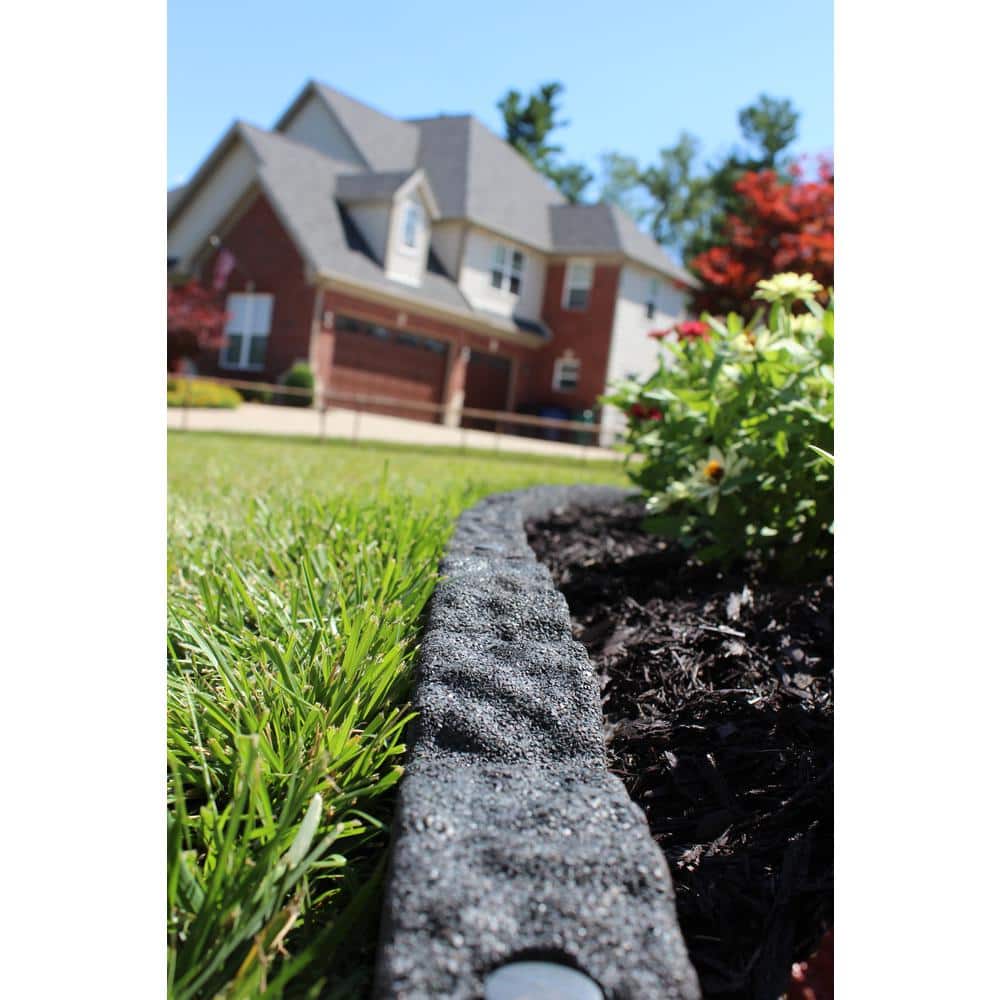 Gray Cobblestone Rubber Landscape Edging Border, 4-Pack