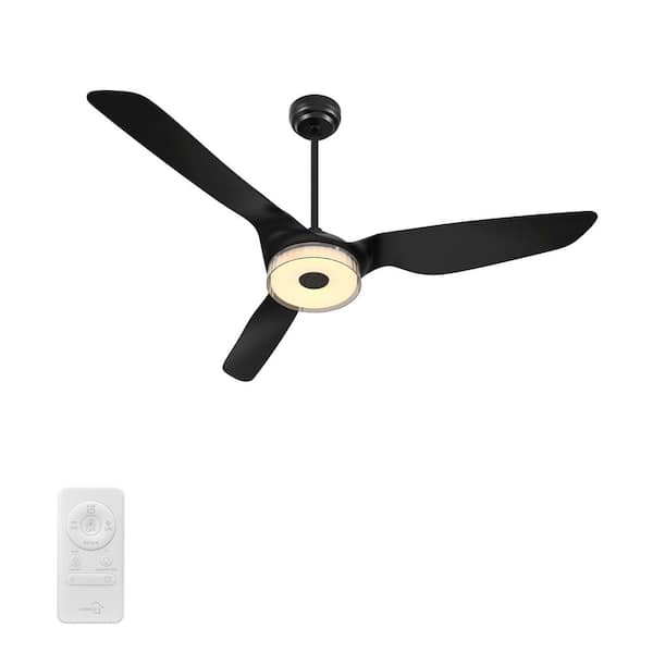 CARRO Finley II 56 in. Dimmable LED Indoor Black Smart Ceiling Fan with Light and Remote, Works with Alexa and Google Home