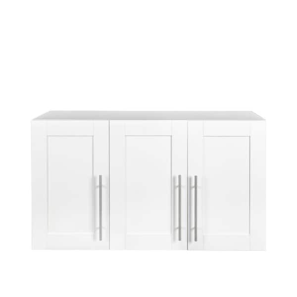35.43 in. W x 15.75 in. D x 19.69 in. H Bathroom Storage Wall Cabinet with 3 Doors and Adjustable Shelf in White