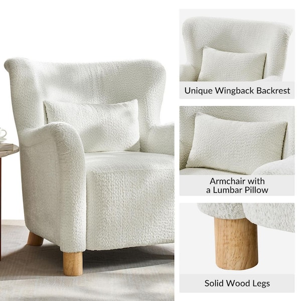 【I AM MARI】ing Color Matching Boucle Double Half JK Amazon.com: Yaheetech Boucle Fabric Accent Chair, Vintage