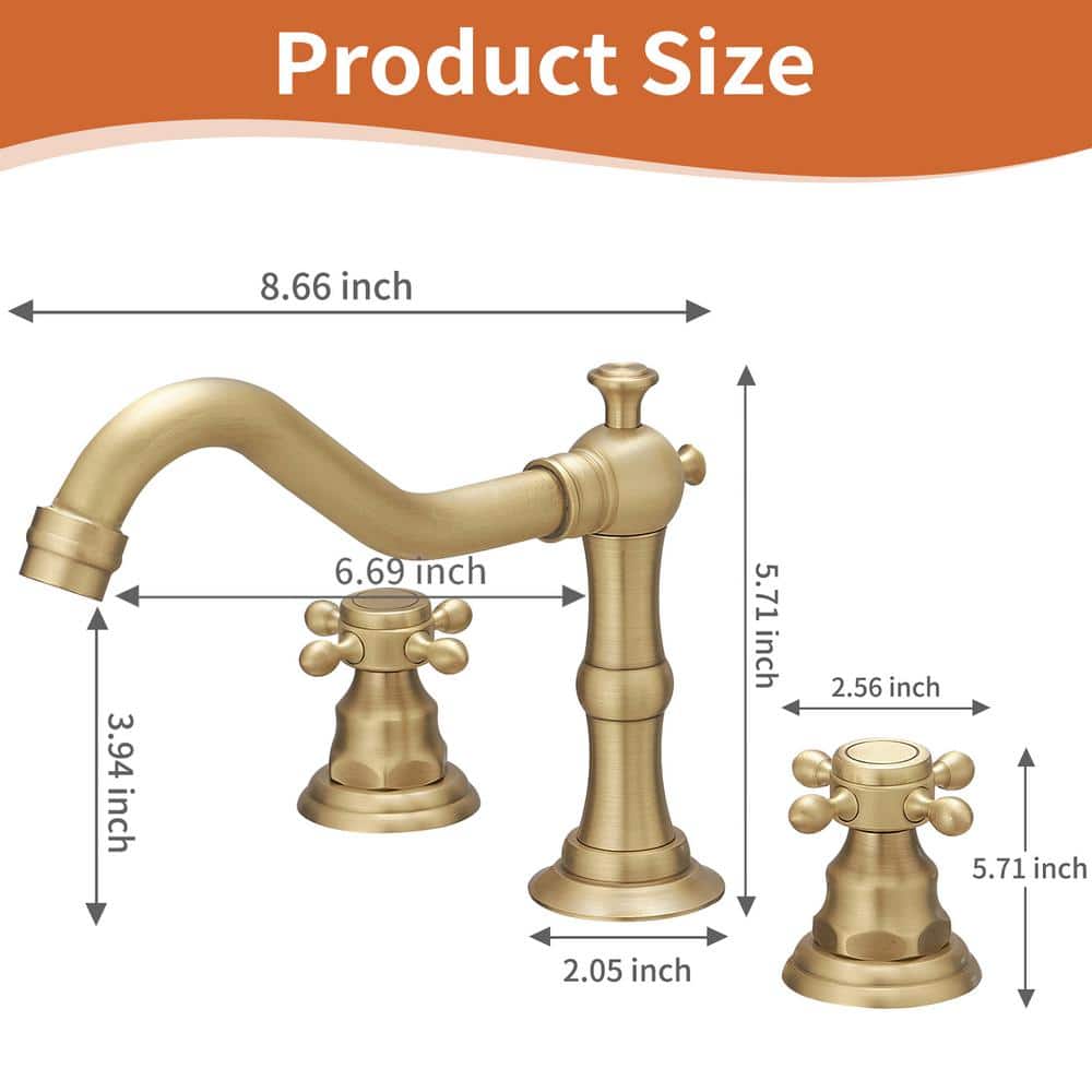 Antique Brass Double-Handle Widespread Bathroom Faucet